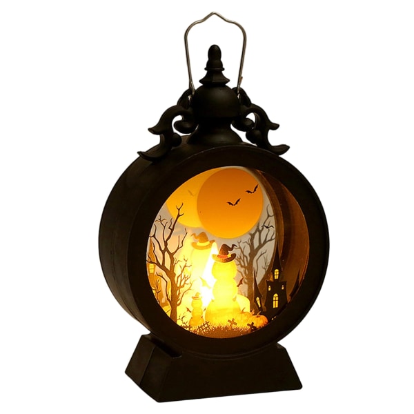 Halloween ljuslykta, vintage LED-ljusljus minilykta utomhuslykta med klart glas för bröllopsjul, bordsbatteri (P