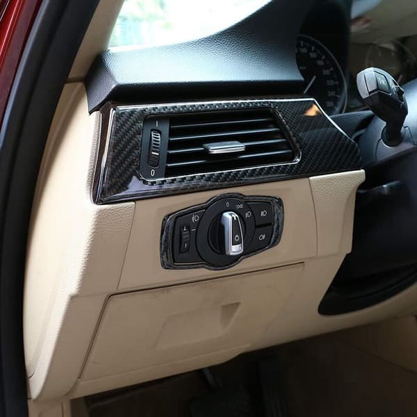 Til E90 E92 E93 2008-2012 325I 328I 335I 3 Serie Interiør Fiber Forlygtekontaktknapper Dæksel Trim