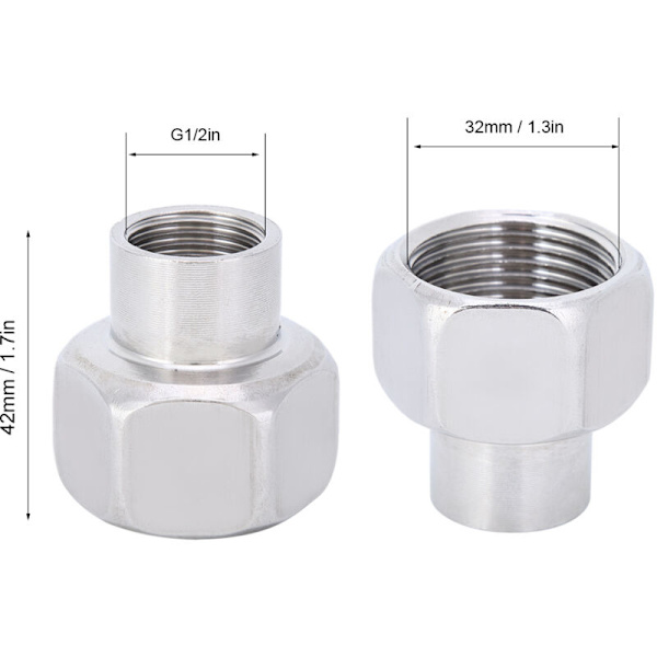 1/2 tum NPT hona till 1 tum NPT hona reducer koppling sexkant anslutningsrör adapter