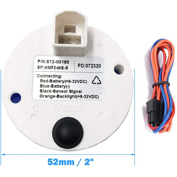 Universal Marine Brændstofmåler Digital Niveau Måler Vandtæt 7 Farve Baggrundsbelysning 52mm 12V/24V B