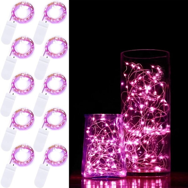 10-pack 2M Fairy Lights 20 LED Batteridrivna Fairy String Lights Vattentäta Koppartråds Stjärnsträngljus Mason Jar Lights Firefly Lights för D