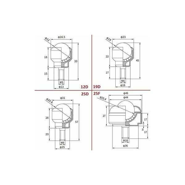 2 stk Nylon kulelager rulle for transmisjonssystem, strømforsyningssystem (CY-25D, M8 hann gjenge)