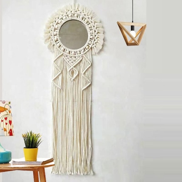 Bohemisk Macrame Väggdekoration Handvävd Mandala Gobeläng för Vardagsrumsväggdekor
