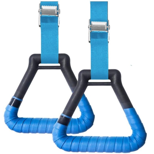 2 stk gymnastikkringer med justerbare spennestropper Profesjonelle treningsringer med svetteabsorberende sklisikre bånd Perfekt for trening, blå