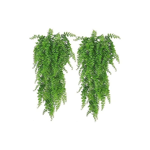 2 Stykker Kunstige Planter Boston Bregneplanter, Falske Kunstige Hængende Planter Væggen, Hjem og Udendørs Dekoration Bryllupsdekoration Efterår-Solrig