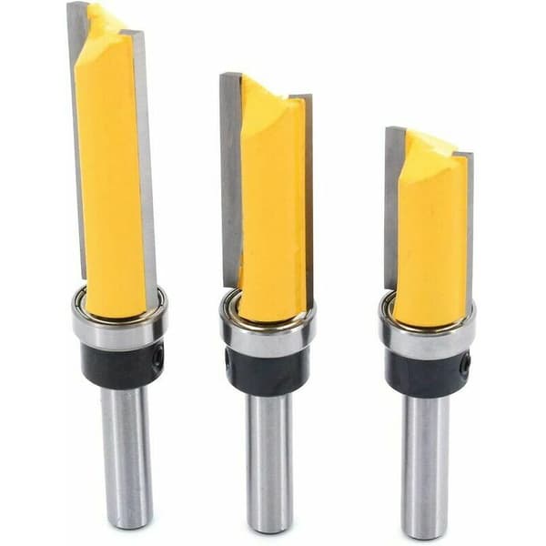 3 stk 8mm skaft flush trimmekutter, trimmekutter kopikutter med topplager, trebearbeidingsfreser