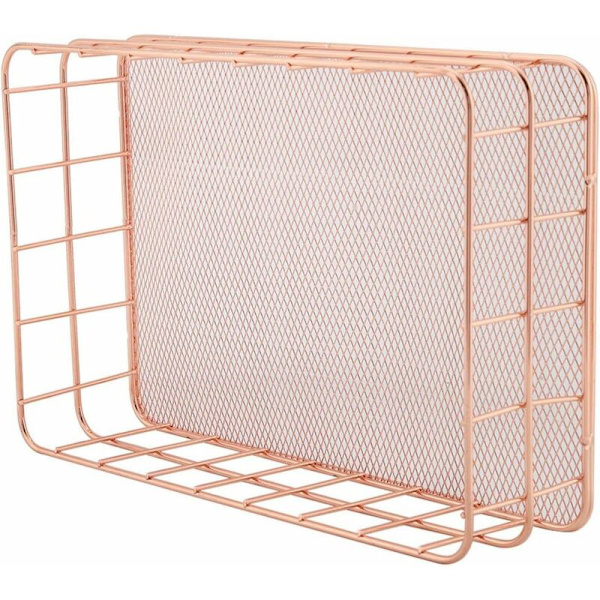 Förvaringskorg i roséguld (L-rektangulär)