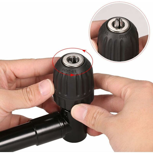 0,8-10 mm Snabbkoppling Borrchuck, 90° Vinkelborr Adapter med Verktygsböjningsförlängning, ABS + Aluminium + Stål Vinkelborrtillbehör