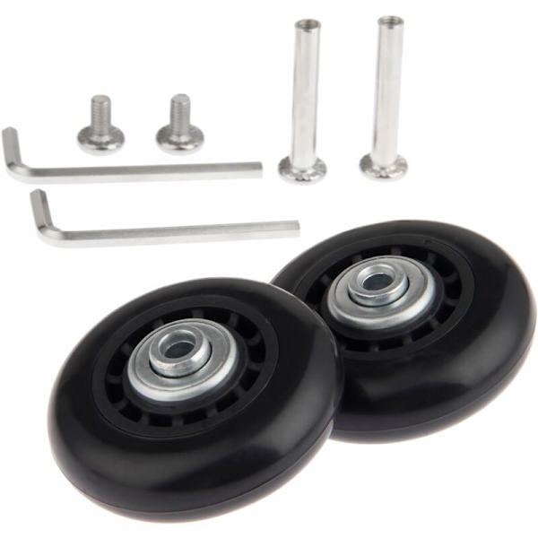 Matkalaukun pyörä, matkalaukun pyörä, akselit ja pyörät, 2 kpl vaihtopyöriä laakeriakseleilla 64 x 18 mm - Matkalaukun vaihtopyörät matkalaukulle