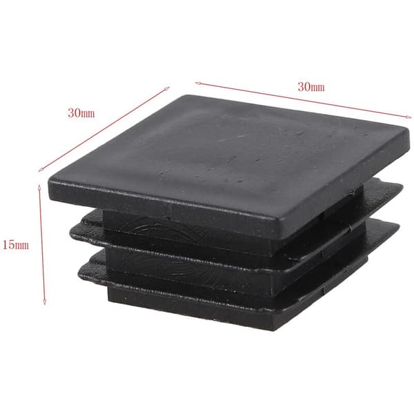 30 stk. Møbelstol Ben Rør Endestykke 30Mm X 30Mm Sort
