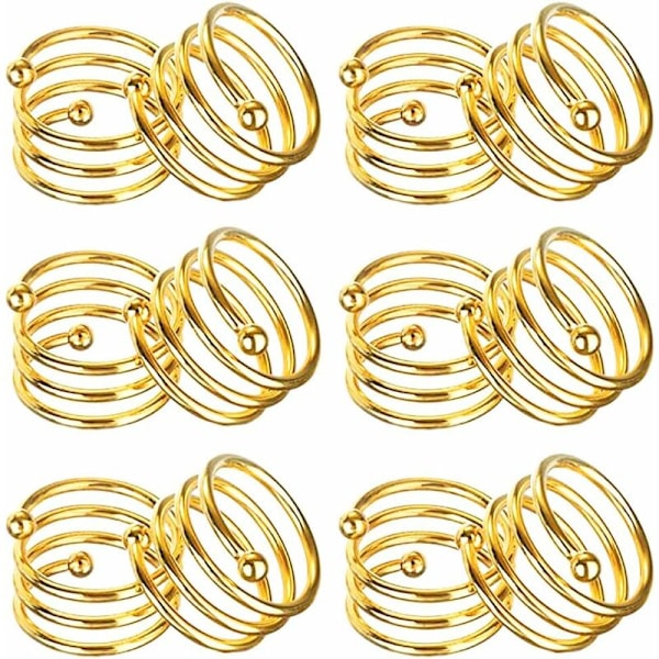 Servietringe, 12 stk. Metal Servietringe til (Guld) Bryllup Middag Fødselsdag Borddekoration