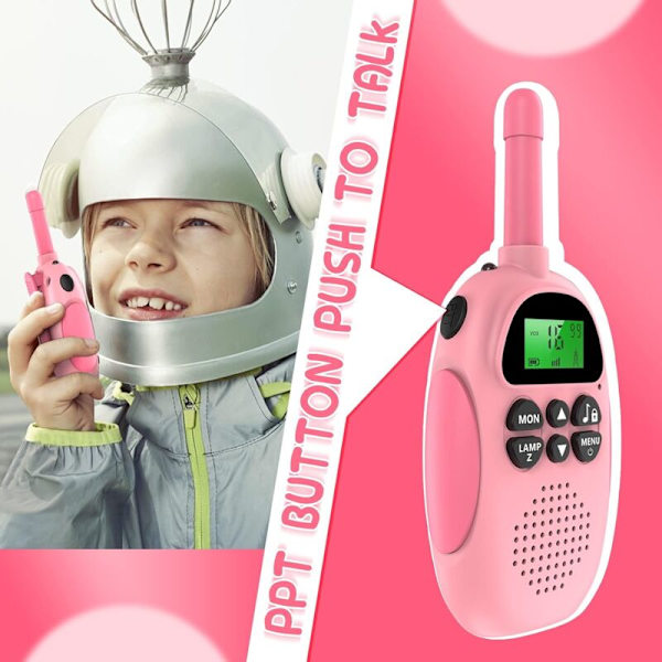 Walkie Talkies för Barn, Laddningsbara Walkie Talkies med 16 Kanaler 2-vägsradio, Bakgrundsbelyst LCD-ficklampa, 3KM för Utomhusäventyr Camping Vandring