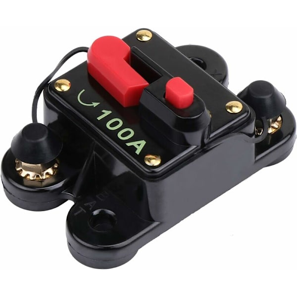 Sulakehyssu manuaalisella nollauksella, 100A sulakepidike Trolling-moottori Auto Auto Vene Pyörä Stereo Audio Inline-sulake Virranmuunnin 12V-24V DC (100A)