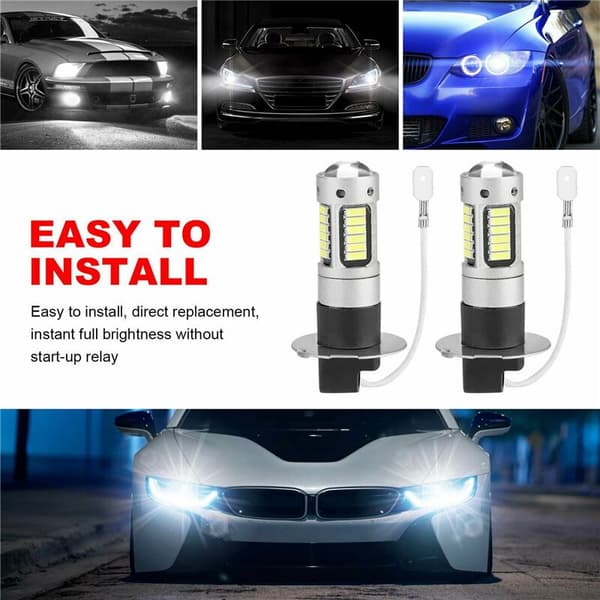 8 st H3 Super Bright LED Dimljuslampor DRL Kit 6000K Vit