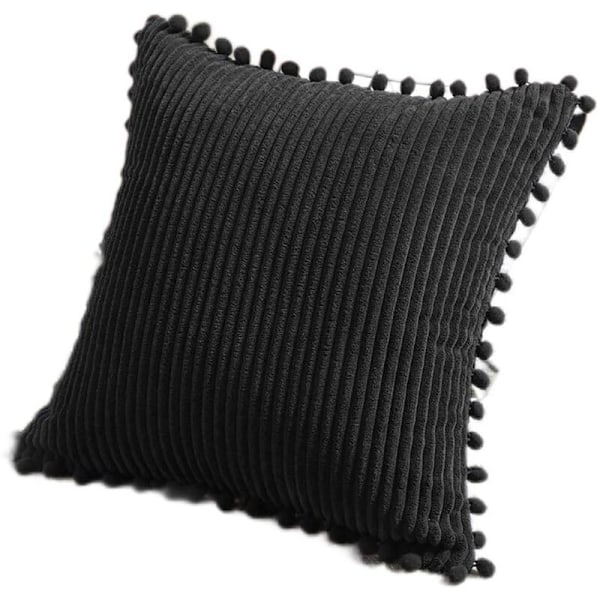 Pakke med 2 dekorative lumbale putetrekk med pomponer, myke fløyelsmyke rektangulære putetrekksett for sofa, stue, soverom, bil