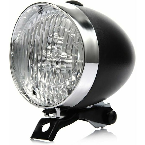 Cykel Forlygte - Retro Stil - 3 LED Lys - Batteridrevet - 2 Tilstande - Beslag Inkluderet