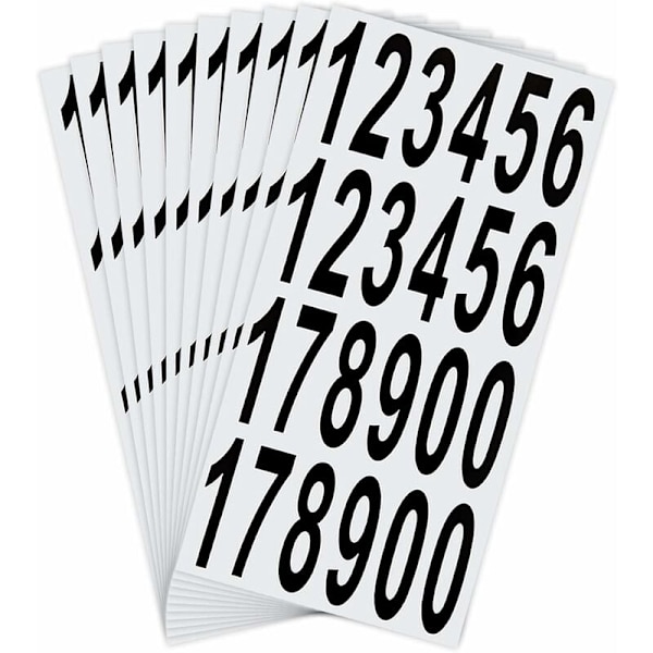 10 arkkia postilaatikon numerotarroja vedenpitävät tarrat postilaatikkoon, kotiin, oveen, osoitenumeroon, sisä- tai ulkokäyttöön (7,5 cm)