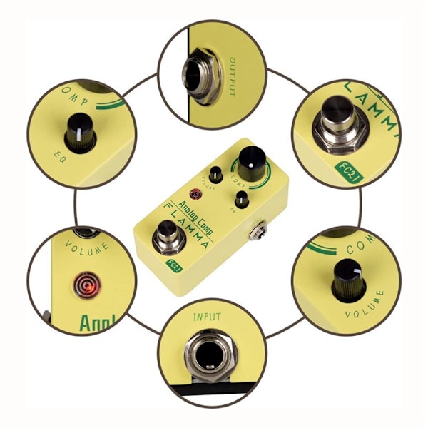 FC21 Kompressorpedal Elektrisk Gitarreffekpedal Klassisk Optisk Kompresjonseffekt True Bypass