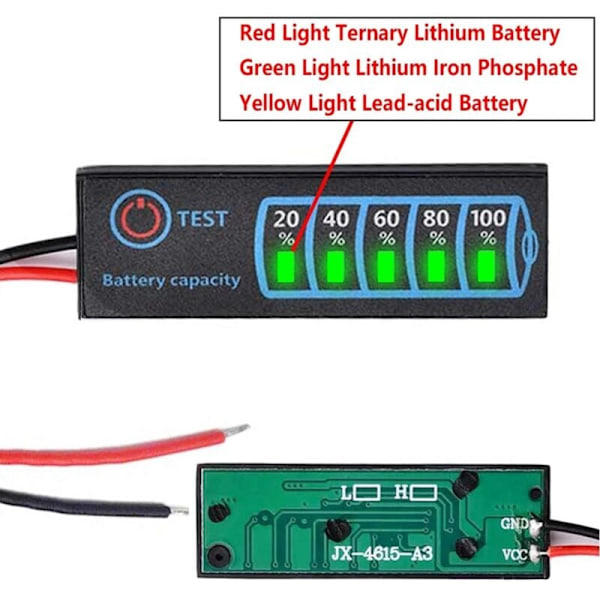 2 st batterinivåindikator 3S ternär litiumbatteri litiumjärnfosfat blysyrabatteri kapacitetsmätare