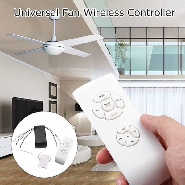 Universal Ceiling Fan with Remote Control 110V/220V Wireless Distribution Kit for Home/Office/Hotel/Lub White