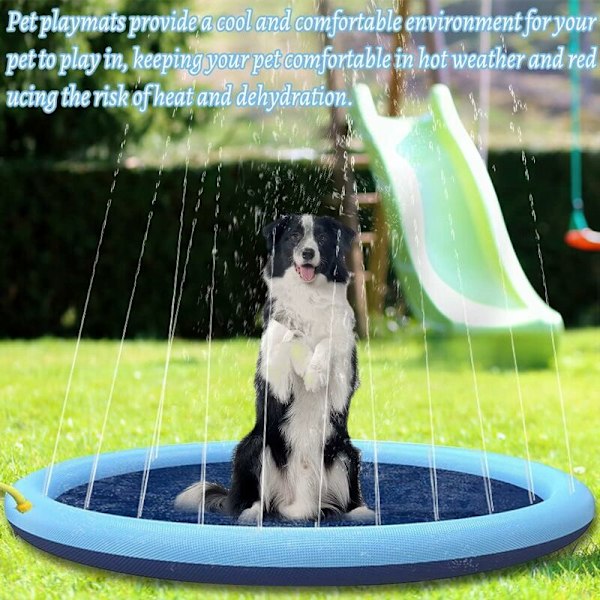 Vandsprøjtningsmåtte til Hunde, 100 x 100 cm, Sprinkler Splash Pad, Vandsprøjtningsmåtte til Børn, Udendørs Vandlege, Vandsprøjtningsmåtte