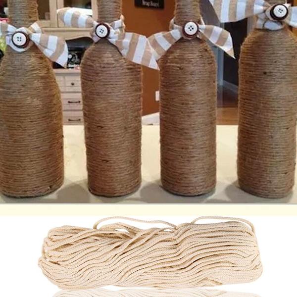 5 mm x 100 m Punottu Puuvillaköysi Kierretty Köysi DIY-Käsityö Makrame Punottu Naru Kotitekstiilitarvikkeet Käsityöt