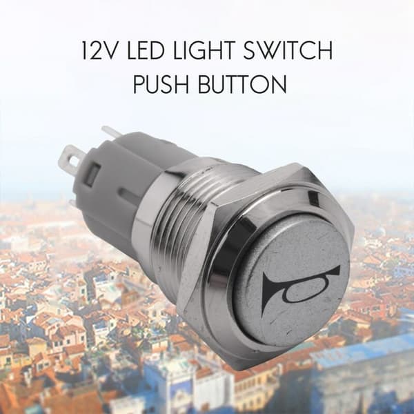 12V 16mm Bil LED Momentan Trykknappbryter Blå