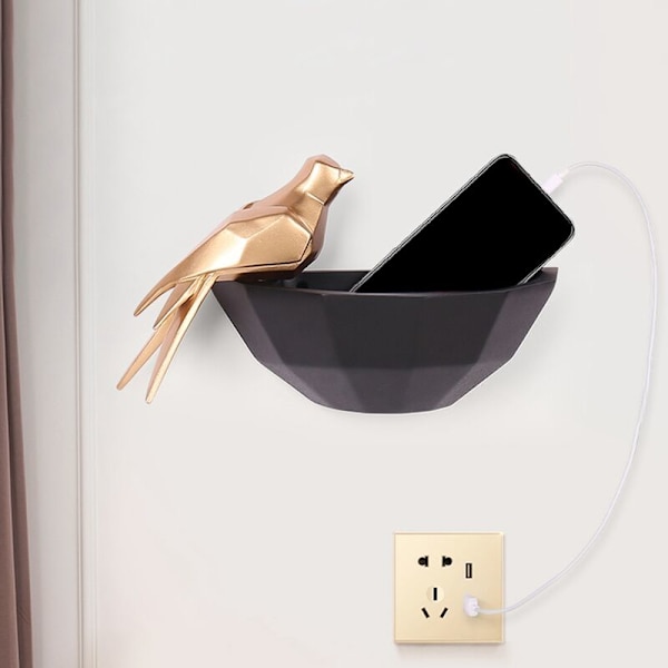 Golden Bird Storage Tredimensionelt Vedhæng Veranda Fuglerede Nøgle Bærbar Opbevaringsboks