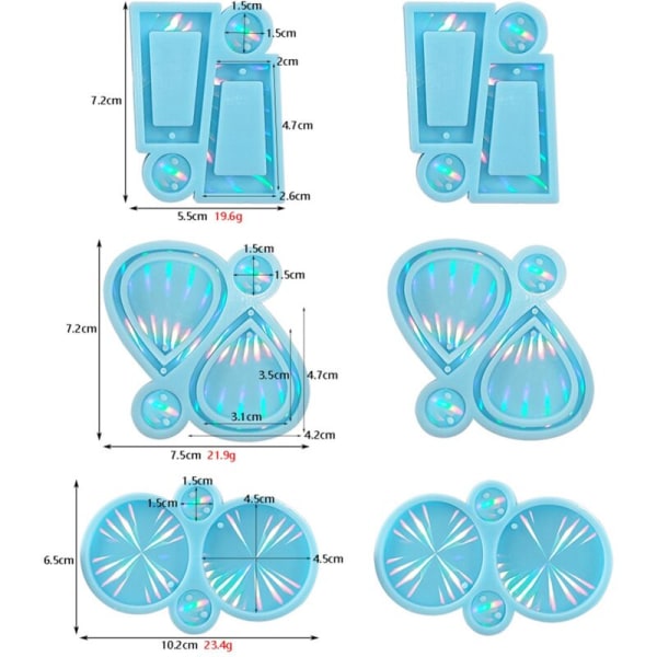 Epoxiharts Silikonform Holografiskt Ljus och Skugga DIY Holografiskt Örhänge Hänge Epoxiharts Silikonform,A