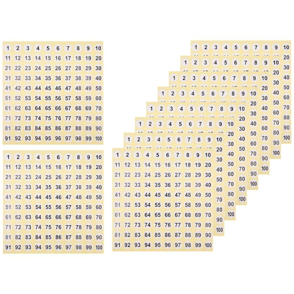 100 arkkia tarranumeroita 1-100 numerot 0,4 tuuman pyöreät tarrat pienet itseliimautuvat numerotarrat toimistoon