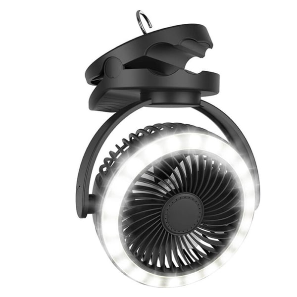 5 Inch Desk Fan with LED Light and Hook Clip Type Mini Outdoor Quiet Portable Electric Fan 10000 MAh USB Rechargeable