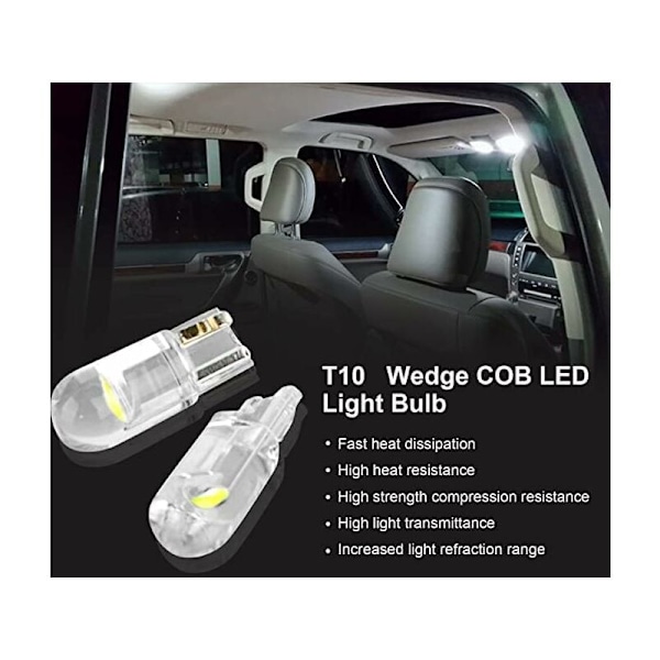 30 stk LED Bilpærer COB Utbyttingslampe, 168 LED Pærer, LED Innvendig Bilbelysning, W5W LED Pære, LED Pærer til Bil
