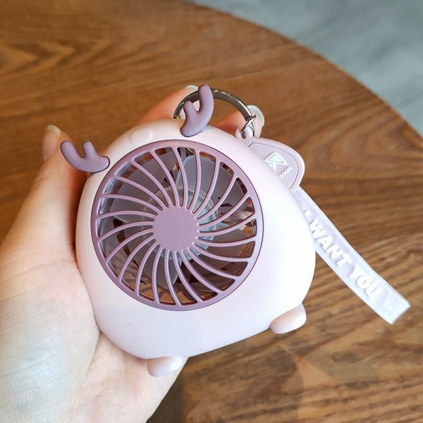 Fawn håndholdt ventilator USB-opladning studerende tegneserie bærbar nøglering mini ventilator D