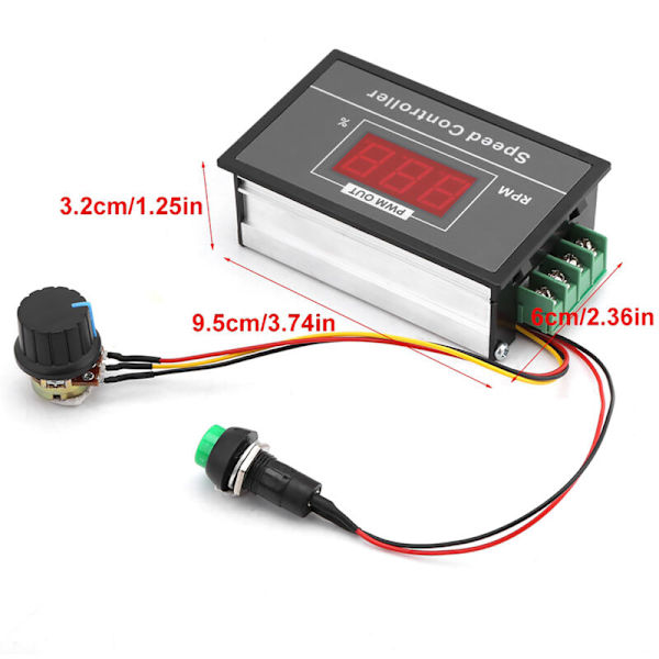 PWM DC Motor Hastighedsregulator Start Stop Switch DC 6-60V 12V 24V 36V 48V 30A