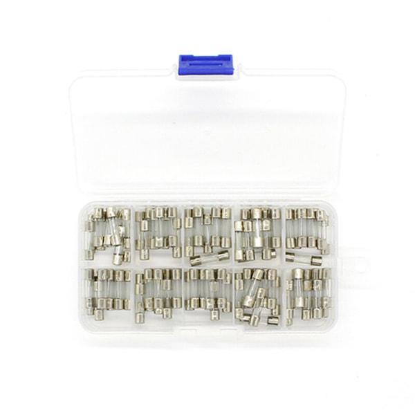 100 st 5x20 mm 0,2A-20A blandade uppsättningar säkringar av glasrör