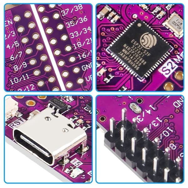 4 stk ESP32 S2 Mini V1.0.0 WiFi IOT-kort basert på ESP32-S2FN4R2 ESP32-S2 4MB Flash 2MB PSRAM MicroPython