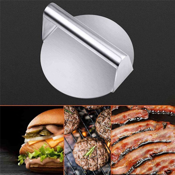 3X Hamburgerpresse, Rund Hamburger Smash, Grill Grillplate Tilbehørsett, Maskin og Fettpresse