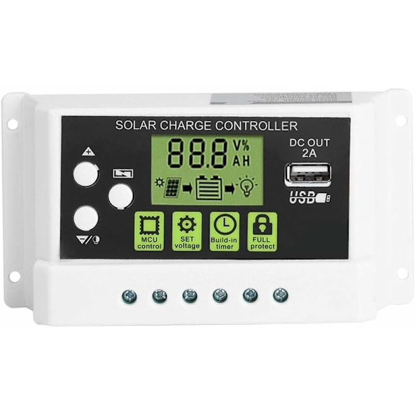 Solpanel-laderegulering, Smart Solpanel-laderegulering LCD-skærm USB-udgang 12V 24V 10/20/30A Solpanel Batteriregulering (KYZ-20A)