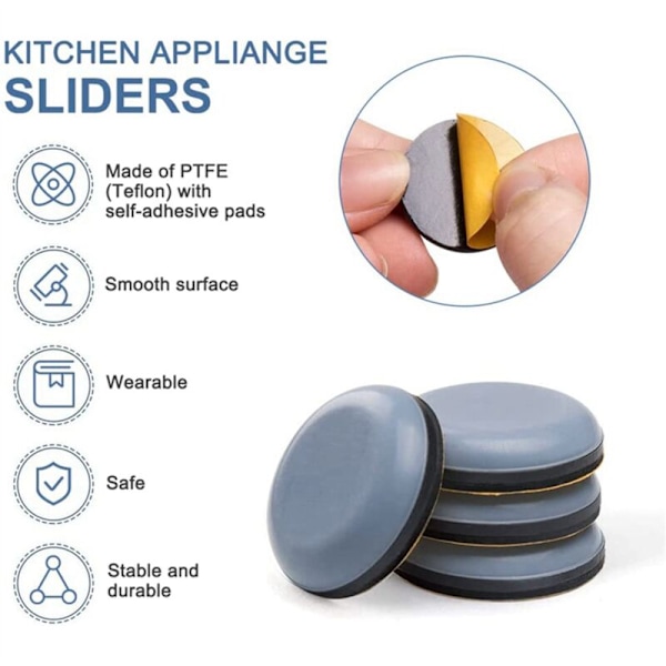 32 st Köksapparat Glidplattor, PTFE Magisk Lim 25mm Kaffebryggare Mixer Luftfritös Tryckkokare