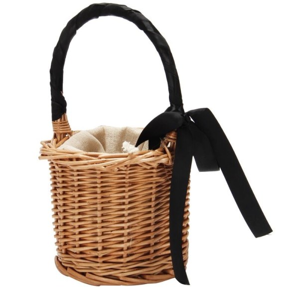 Picknickkorg Mini Wicker Handkorg Fruktkorg Packkorg Dekorativa Tillbehör Korg, Förvaringskorg i Svart
