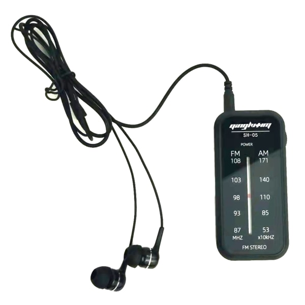 Radio Mini AM FM Stereo Radio Bærbar batteridrevet radio, Inkluderer hodetelefoner, med ryggklemme og signalindikator, drevet av AAA-batterier
