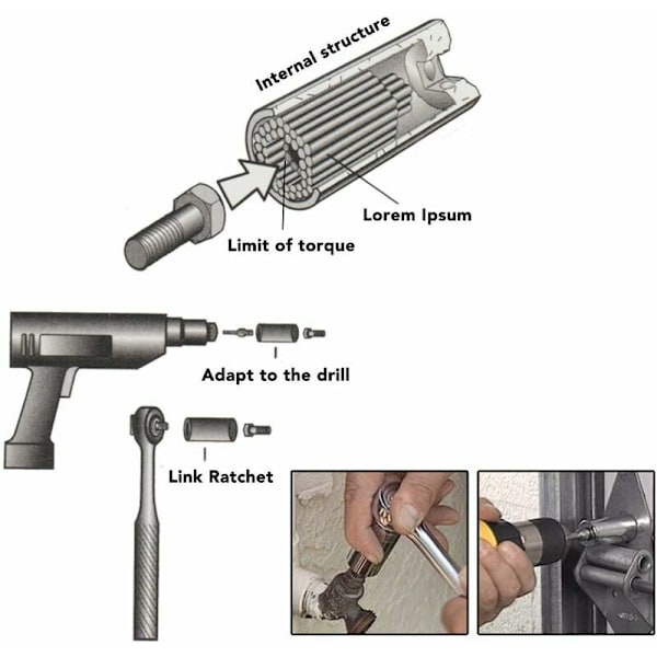 Universal Socket 4Pcs - Universal Socket Wrench 7-19mm, Høj Kvalitet Chrome Vanadium, Multifunktionel Håndværktøj Nøgleadapter Boremaskine Reparationsværktøj Fit