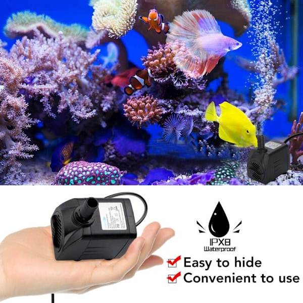 Mini-vesipumppu, Uppovesipumppu 25w 1800l/H 220v 1.5m Uppovesipumppu Harjaton Moottori Säädettävä Pumppu Pöytäsuihkulähteille Akvaariolle Lammikolle