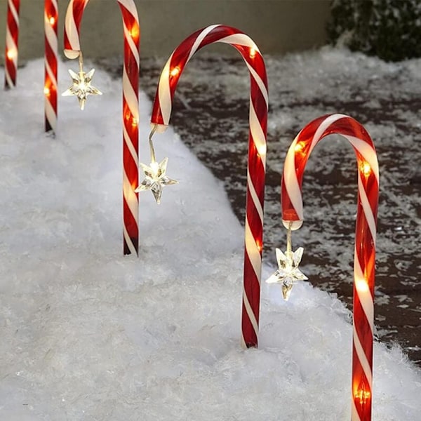 8-pack Pepparkaksformade Solcellsjulbelysning, LED Solcellslingor för Jul, Solcells-LED-belysning för Stigen, Juldekoration, Ljusstark
