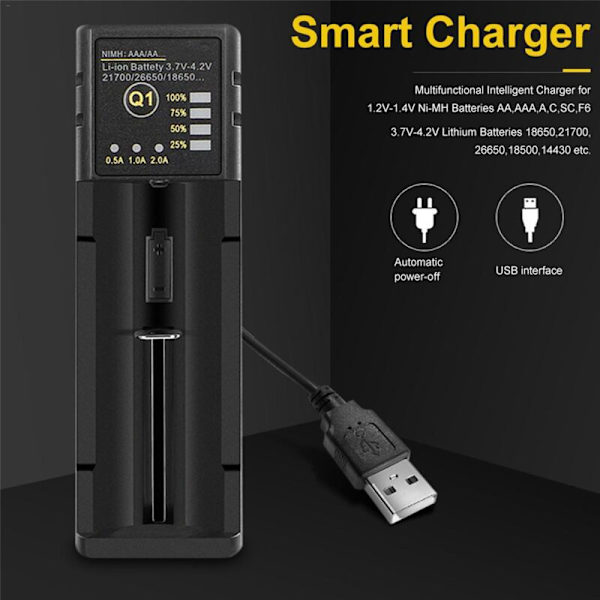 3X 18650 Yksipaikkainen Litium-akun Lataus USB:lle
