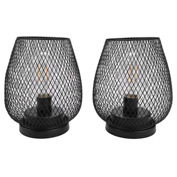 Metallbur Bordlampe, Trådløs Accentlampe med LED-pære Sengelampe Batterilys for Bryllup Hage (Eggform)