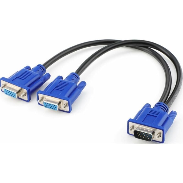 VGA splitterkabel Dubbel bildskärm VGA Y-kabel 1 hane till 2 hona Adapter Converter Videokabel för skärmspegling