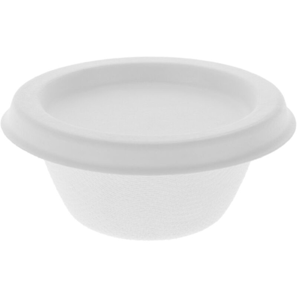 Mini Biologiskt Nedbrytbar Bagasse Terrin med Lock 60 ml, 50 st