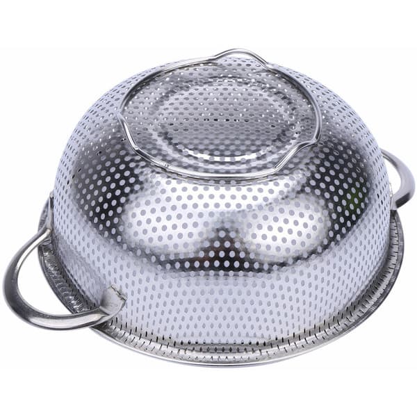 Rustfrie stål siler med håndtak, perforert sil for kjøkkenpasta/grønnsaker/ris/frukt/mat-S