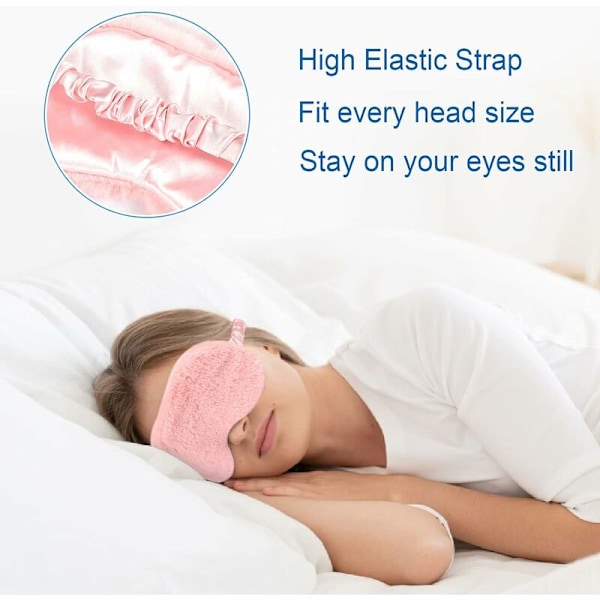 Sovmasker för mörkläggning - 3-pack, Mjuk och fluffig, med reseväska, för kvinnor och barn (Rosa/Lila/Grå)